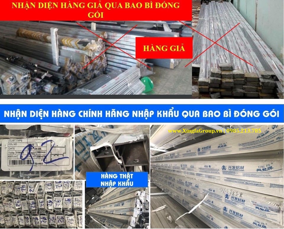 Nhận diện thanh nhôm Xingfa nhập khẩu chính hãng 100% & thanh nhôm Xingfa giả nhái